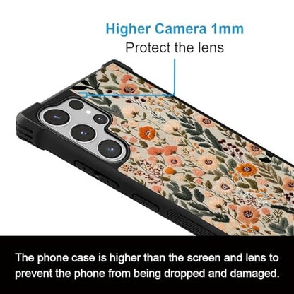 for Samsung Galaxy S26Ultra Case,Soft Silicone Shockproof Bumper Camera Protection Phone Case-Dark Embroidery Flower - color: Dark Embroidery Flower, size: Samsung Galaxy S26Ultra