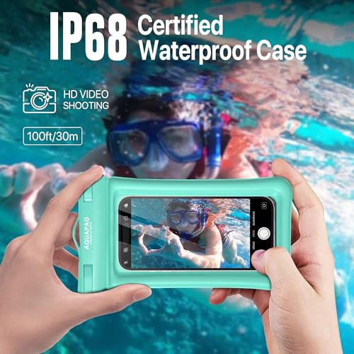 NEPHI IP68 Waterproof Phone Pouch 2 Pack-Up to 8.0"，Adjustable Neck Lanyard Floating Waterproof Phone Case for iPhone,Phone Dry Bags for Vacation Beach Pool Travel Essentials (Aqua Green 4 Pack) - color: Aqua Green 4 pack