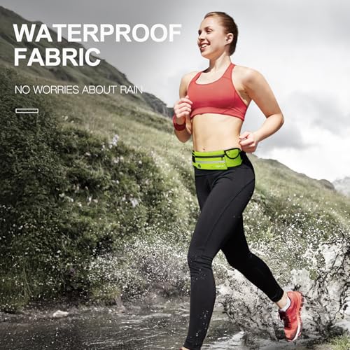 Jueachy Running Belts for Women Waterproof Fanny Pack Running Waist Pouch Phone holder Adjustable Sports Money Belt with Headphone Port - color: Green