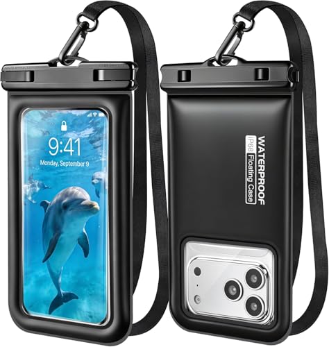 2 Pack Floating IP68 Waterproof Phone Pouch, Dry Bag Fits Phones up to 7.1" | Waterproof Phone Case,Responsive Touchscreen, Underwater Photos,for Swimming, Snorkeling, Beach Trips, Cruise , Kayak - size: 7.4 inch, 2 Pack