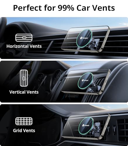 VICSEED for MagSafe Car Mount [Upgraded Strongest Magnet Power] Magnetic Phone Holder for Car Vent 360 Adjustable Magnetic Car Phone Holder Mount for iPhone 16 Pro Max 15 14 13 12 Plus Mini - color: Fashion Black