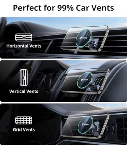 VICSEED for MagSafe Car Mount [Upgraded Strongest Magnet Power] Magnetic Phone Holder for Car Vent 360 Adjustable Magnetic Car Phone Holder Mount for iPhone 16 Pro Max 15 14 13 12 Plus Mini - color: Fashion Black