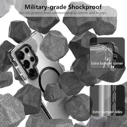 Nvollnoe for Samsung S25 Ultra Case Compatible with MagSafe Military Grade Shockproof Heavy Duty Protective Adjustable Kickstand Ultra Clear Magnetic Phone Case for Samsung S25 Ultra(Black) - color: Clear-Black