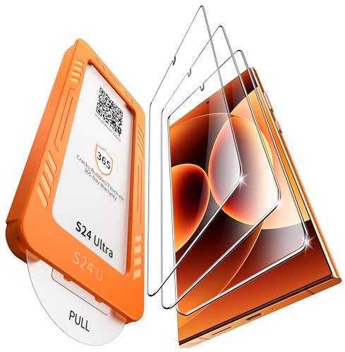 letosan 3 Pack for Samsung Galaxy S24 Ultra Screen Protector Tempered Glass, 9H+ Hardness, 12FT Military Grade Shatterproof, Auto Alignment Frame, Bubble Free Case Friendly HD Clear 6.8 Inch - size: galaxy S24 Ultra 6.8 Inch