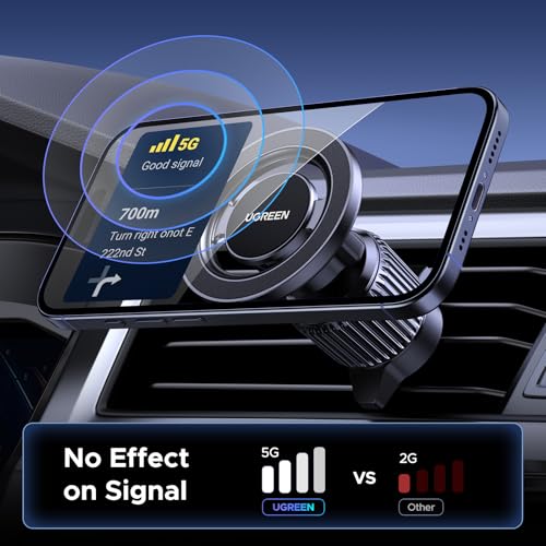 UGREEN Car Phone Mount for Magsafe Air Vent Car Mount Magnetic Phone Holder Compatible with iPhone 17 16 15 14 13 12 Pro Max, Strongest Magnet Black - color: Black