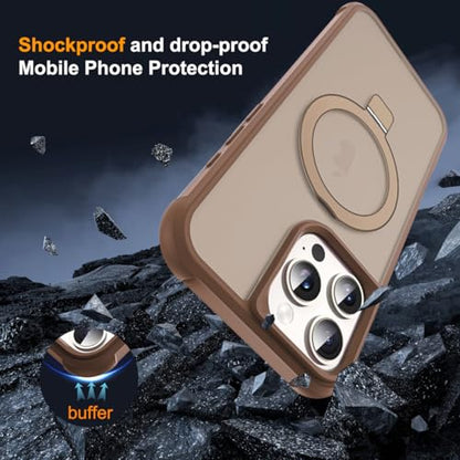 SKYLMW Compatible with iPhone 16 Pro Case with Stand,Desert Brown | iPhone 16 Pro Phone Case 6.3",Magnetic Ring Stand,Compatible with MagSafe,Military-Grade Protection,Great Grip Feeling - color: Desert Brown, size: Iphone 16 Pro