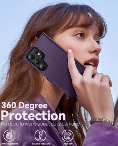 OCASE Compatible with Galaxy S25 Ultra Wallet Case, PU Leather Flip Folio Case with Card Holders RFID Blocking Kickstand [Shockproof TPU Inner Shell] Protective Phone Cover 2025, Dark Purple - color: Dark Purple, size: Samsung Galaxy S25 Ultra