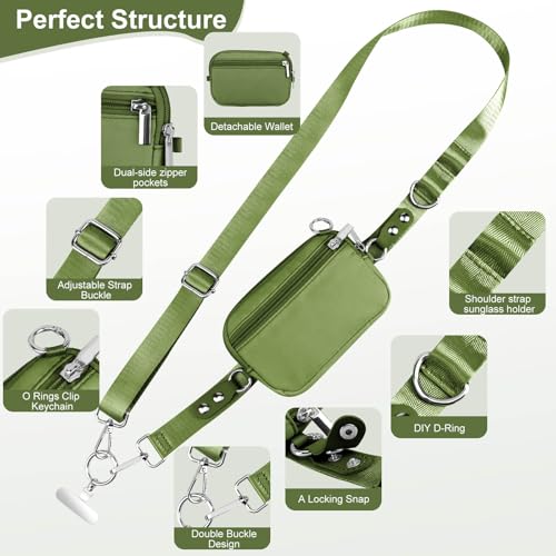 Phone Lanyard Crossbody with Detachable RFID Wallet (Green) - color: Green, size: Medium