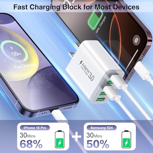 2Pack 50W USB Wall Charger, 5-Port Fast Charging Block Cube Power Plug - color: White | 2-Pack | 5-Port