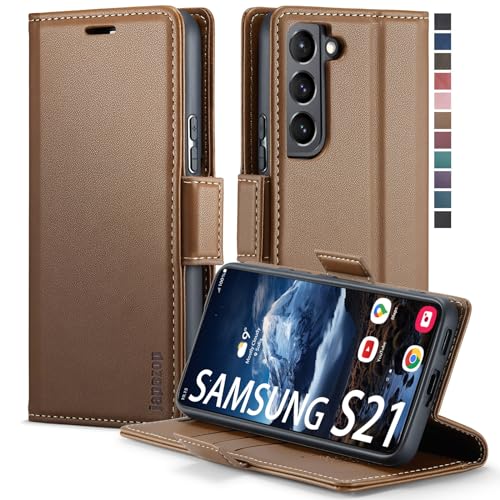 Samsung Galaxy S21 5G Wallet Case with Card Holder RFID Blocking Kickstand Magnetic,Leather Flip Case for Samsung Galaxy S21 5G 6.2 Inch (Fashion Brown) - color: Fashion Brown, size: S21 5G 6.2"
