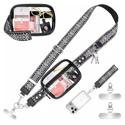Tiostep Small Clear Bag for Stadium Events Crossbody Mini Clear Purse - color: Print Black, size: Medium