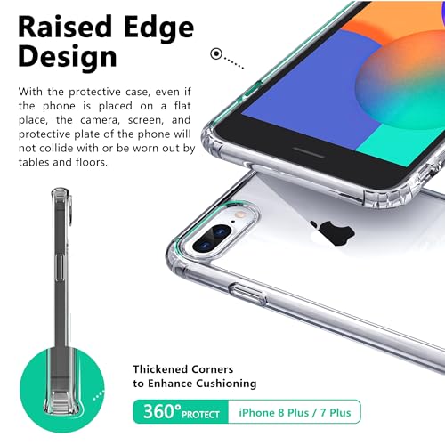 ONES for iPhone 8 Plus / 7 Plus Slim Case Clear, [PC + TPU Hybrid] Military-Grade Drop Protection[Anti-Yellowing], Shockproof Silicone Hard Cover, Transparent Case - color: HD Highly Clear, size: iPhone 8Plus / 7Plus