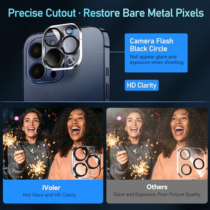 ivoler 3 Pieces Tempered Glass Screen Protector for iPhone 15 Pro 6.1 Inch with 3 Pieces Rear Camera Protector, Easy Installation Tool, 9H Hardness, Anti-Scratch, Bubble-Free - size: iPhone 15 Pro 6.1 Pouces