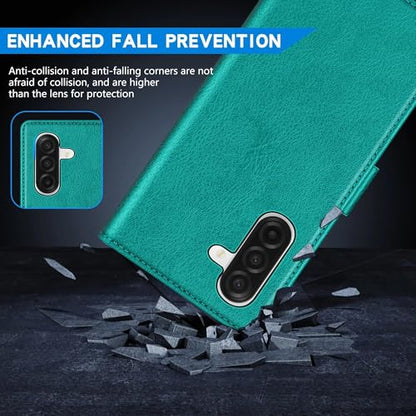 ZZXX for Samsung Galaxy A17 5G Wallet Case with [RFID Blocking] Card Slot Kickstand Magnetic Closure PU Leather Flip Fold Protective Phone Case for Samsung Galaxy A17(Lake Blue-6.7 inch) - color: Lake Blue