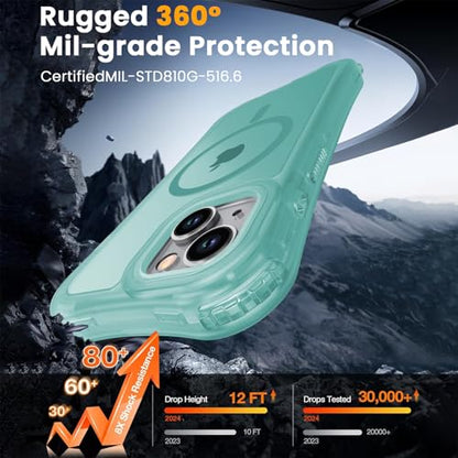 WRJ MaWRJ Magnetic Matte for iPhone 13 Case,iPhone 14 Case,[Compatible with MagSafe][Military Grade Drop Protection] Translucent Anti-Fingerprint Full Body Shockproof Phone Case-Jade Green - color: Jade Green, style: Matte