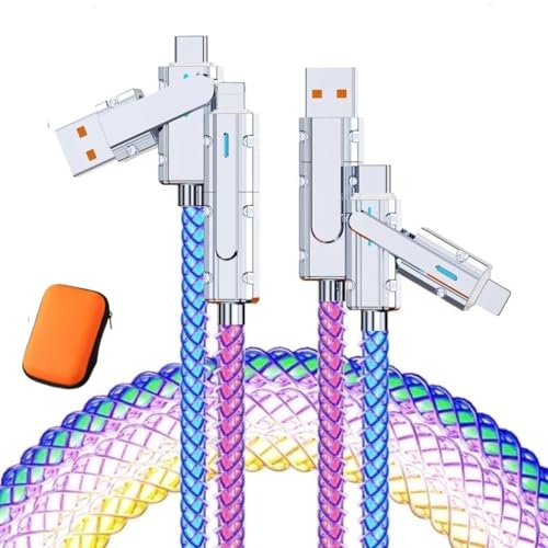 4 in 1 USB Charging Cable 2 Pack 3.3ft Light up USB Cable Colorful Gradual - color: 4 Combinations Colorful Gradual