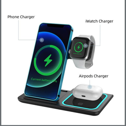 ALFOINE 3 in 1 Wireless Charging Station 15W for iPhone, iWatch and Android