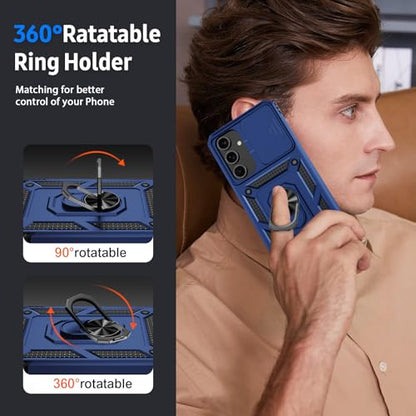 for Samsung Galaxy A16 5G Case with Camera Lens Cover, 10 FT Military Grade Drop Protection, Magnetic Ring Holder Kickstand Protective Phone Case, Navy Blue - color: Navy Blue, size: Galaxy A16 5G