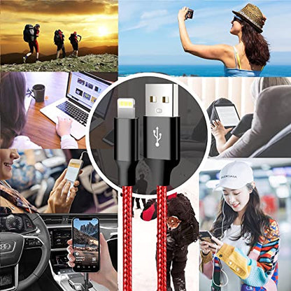 USB to Lightning Cable, 5 Pack iPhone Charger Fast Charging Cord (Red) - color: Red, style: USB-A to L