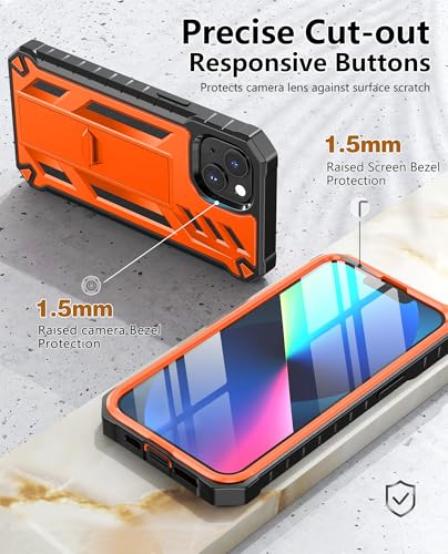 for iPhone 13/14/15 Phone Case: for iPhone 16e Protective Cover with Belt Clip Holster | Durable Dual-Layer Design with Built-in Kickstand | Heavy Duty Military Grade Hard Protection Shock Proof | Built-in Screen Protector, 20FT Military-Grade Drop Shockp