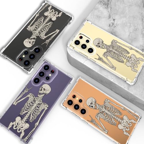 Hungo Galaxy S24 Ultra Case Skull Skeleton Cute Clear with Design, Girly for Women Girls Floral Transparent Case Compatible with Samsung Galaxy S24 Ultra Skull Skeleton - color: Skull