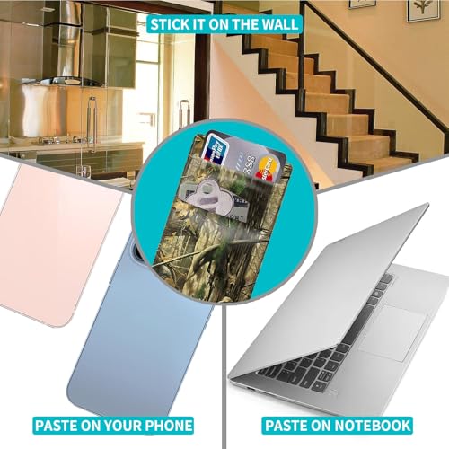 Rossy Cell Phone Wallet Adhesive Card Holder Stick on Wallet Pocket Lycra Credit Card ID Case With Camouflage Tree Stylish Pattern for Back of Phone for All Smartphones