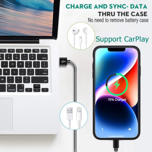 Battery Case for iPhone 14, Enhanced 7000mAh Ultra Thin Portable Protective Smart Charging Case Support Carplay Compatible with iPhone 14 (6.1 inch) Rechargeable Extended Battery Charger Case (Black) - size: iPhone 14