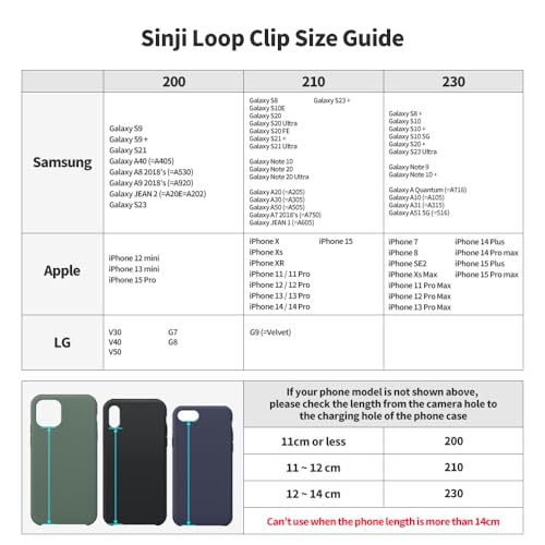 Sinjimoru C-Shaped Clip Finger Phone Grip, Silicone Strap, Black 230 - color: Black, size: 230