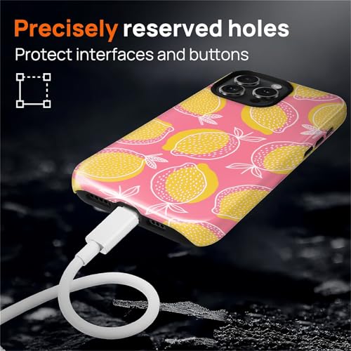 Magnetic for iPhone 14 Pro Case,[Compatible with Magsafe] Dual Layer Protective Heavy Duty Shockproof Rugged Drop Protection Bumper Hybrid Case - Pink Yellow Lemon - color: Pink Yellow Lemon, size: iPhone 14 Pro