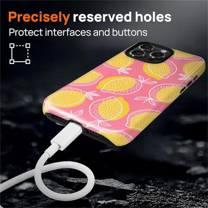 Magnetic for iPhone 14 Pro Max Case,[Compatible with Magsafe] Dual Layer Protective Heavy Duty Shockproof Rugged Drop Protection Bumper Hybrid Case - Pink Yellow Lemon - color: Pink Yellow Lemon, size: iPhone 14 Pro Max