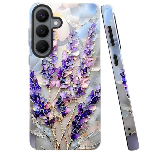 Case for Samsung Galaxy S26,Camera Protection Soft Glossy Phone Case - Lavender Flower Purple Stained Glass - color: Lavender Flower Purple Stained Glass, size: Samsung Galaxy S26