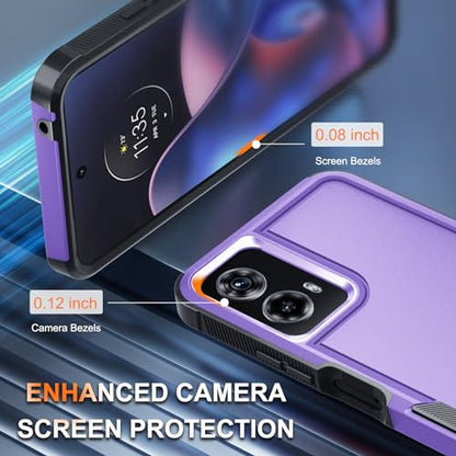 Case Compatible with Moto G 5G 2024, Full Body Heavy Duty Rugged Shockproof Protective Phone Cover with Lanyard Strap, Tempered Glass Screen Protector, Lavender | with Tempered Glass Screen Protector+Lanyard Strap,Rugged Shockproof Protective Phone Case -