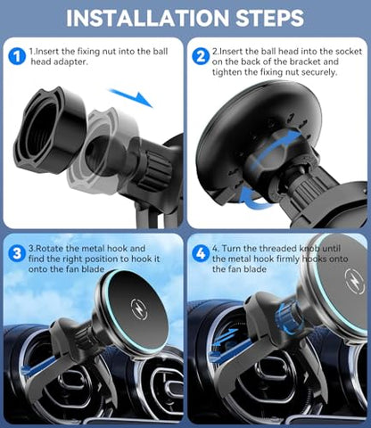 15w Charger Car Phone Mount for Magsafe, Air Vent Car Mount Magnetic Wireless Phone Holder for Mercedes Benz A/B/C/E/V/G/Class & Audi A1/A3/A3 for iPhone 17 16 15 14 13 12 Pro Max, Black - style: Charger Air Vent Car Mount