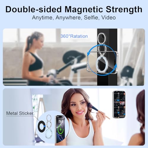 Magnetic Phone Grip Stand for iPhone 17 16 Pro Max/Air MagSafe Ring Holder - color: silver