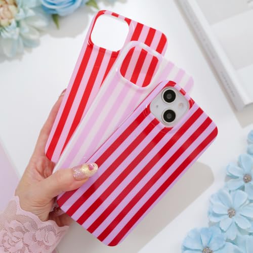 Striped case for iPhone 13/14 Red/Purple | Aesthetic Striped，Full Protection Soft TPU，will not peel, fade or rub off ，Kawaii Cute Phone Case for Women Girls - color: Imd Striped Red/Purple