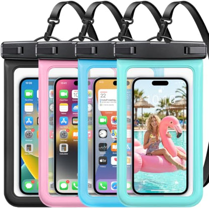 4 Pack Waterproof Phone Pouch, IP68 Waterproof Phone Case Up to 8.3" | Touchscreen, Underwater Photography, Cell Phone Dry Bag for iPhone 17 16 15 Pro Max, Beach Cruise Essentials 2026 - color: 4 Pack, Black+Pink+Green+Bule