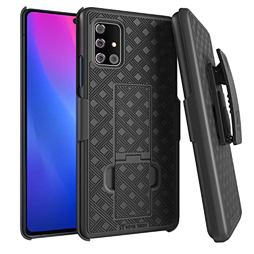 Designed for Samsung Galaxy A71 5G Case with Belt Clip Holster | Rugged Holster & Protective Phone Case Combo with Anti-Slip Texture - Black