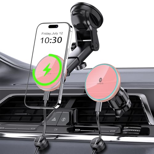 for Mag-Safe Car Mount Charger Dash Windshield Vent Magnetic Phone Holder - color: Pink