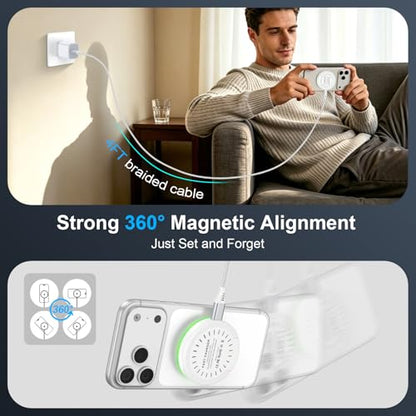 MagSafe Charger 25W Magnetic Wireless Charger Fast Charging Pad for iPhone18 Pro/17 Pro Max/17e/16/15/14/13/12/Airpods/Samsung Galaxy S26 Ultra/S26+/S25/S24/S23/S22/S21/Google Pixel 10 Pro/10a/9/8/7 - color: White