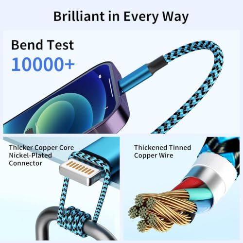 Cruise Essentials 4 in 2 Multi Charging Cable, USBA/ C Phone Charger Cord - color: Red&Blue&White&Green