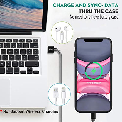 Wireless Charging Case for iPhone 11, 10000mAh High Capacity Portable Rechargeable Protective Battery Case Wireless Charging Compatible with iPhone 11 (6.1 inch) Extended Battery Charger Case (Black) - size: iPhone 11