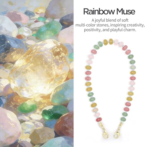 POSADINA Natural Stone Phone Charm, Beaded Healing Phone Wrist Strap, Handmade Cellphone Chain Lanyard with Tether Tab - color: Rainbow Muse