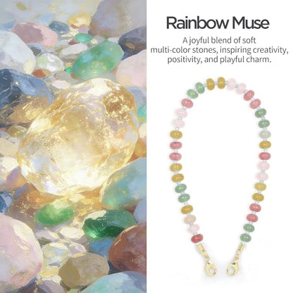 POSADINA Natural Stone Phone Charm, Beaded Healing Phone Wrist Strap, Handmade Cellphone Chain Lanyard with Tether Tab - color: Rainbow Muse