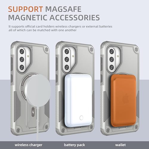 for Galaxy A37/A36-5G Case Military-Grade Dropproof Phone/Invisible Kickstand with MagSafe/HD Screen Protector, Protective Magnetic Phone Cover for Samsung Galaxy A37 4G/5G&A36 5G (Gray) - color: Gray