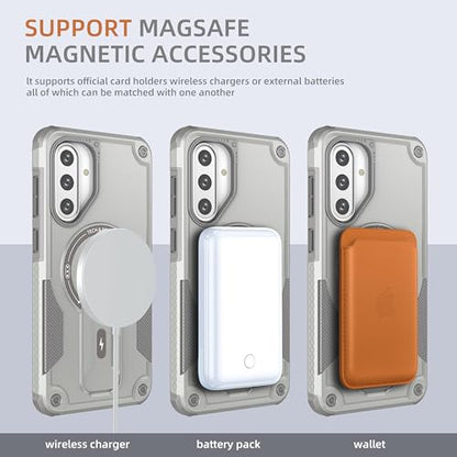 for Galaxy A37/A36-5G Case Military-Grade Dropproof Phone/Invisible Kickstand with MagSafe/HD Screen Protector, Protective Magnetic Phone Cover for Samsung Galaxy A37 4G/5G&A36 5G (Gray) - color: Gray