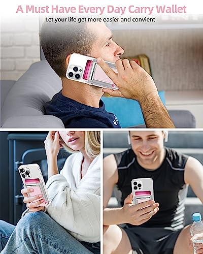 For Magsafe Wallet, 7 Card Holder, RFID Blocking, Strongest Magnet | Magnetic Wallet for iPhone 17/16/15/14/13/12 Series, for Magsafe Card Holder with 2 Card Slots, Vegan Leather, Pink - color: Pink