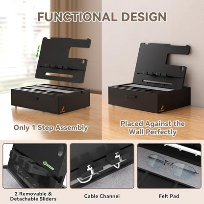 Pezin&Hulin Docking Station with Drawer, Nightstand Organizer - color: Black