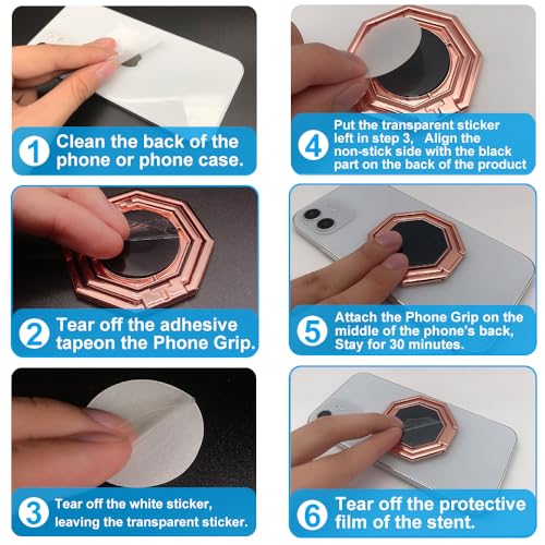3PCS Cell Phone Ring Holder Finger Kickstand, Foldable 360° Rotation Cellphone Stand for Desk, Office Desktop, Metal Multi-Angle for Phone Back Grip Compatible with iPhone - color: 3PCS