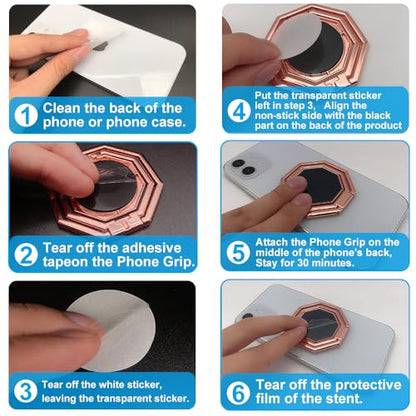 3PCS Cell Phone Ring Holder Finger Kickstand, Foldable 360° Rotation Cellphone Stand for Desk, Office Desktop, Metal Multi-Angle for Phone Back Grip Compatible with iPhone - color: 3PCS