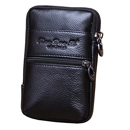Leather Waist Pack Phone Belt Bag for Men Loop Holster Wallet Cellphone Case Pouch Pack Clip Money Purse - color: #05black